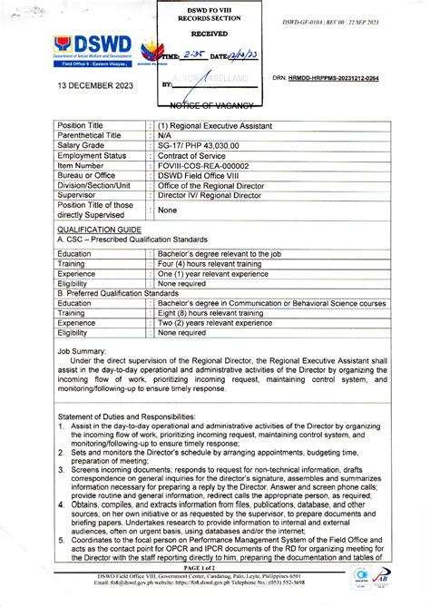 hrmdd field office 8|WE ARE HIRING! POSITION: One (1) .